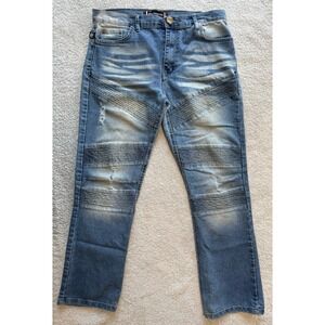 Akademiks Distressed Jeans Size 18 Straight Leg High Rise Acid Wash‎ Stretch